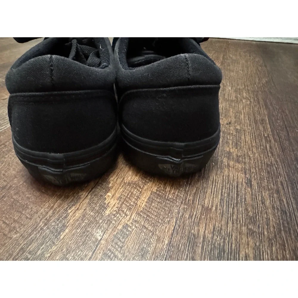 Vans All Black Canvas Lace-Up Sneakers Youth Size 6